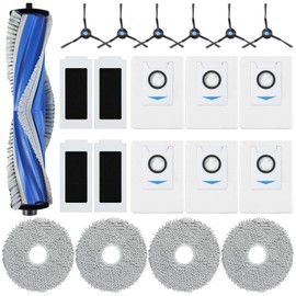 21 Pack T30S Robot Replacement Parts for ECOVACS DEEBOT T30S T30S AI T30S Pro T30S Care Robot Vacuum Accessories Kit, Includes 1 V-Shaped Brush, 4 Hepa Filters, 4 Mop Pads, 6 Side Brush, 6 Dust Bags