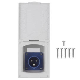 Akozon RV Socket, 16a 220V-240V Waterproof RV Plug and Socket The Socket is External 3-Pin Flat Head Socket Plug 16a Socket Plug Suitable for RV Trailers