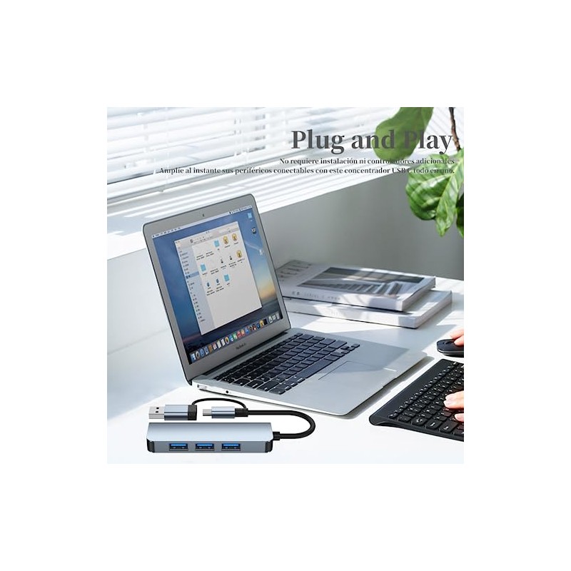 Yostyle Hub USB C 4 en 2, Adaptador USB C