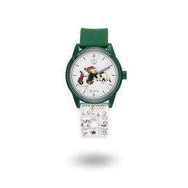 Cue & Cue Smile Solar Peanuts Collection Green Golf Women's Watch, Green x Red, M, green/red