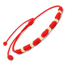 Generic Adjustable 7 Knot Bracelet with 18K Gold Plated Beads for Protection, Evil Eye, and Good Luck, Thread/Amulet for Prosperity and Success. Talisman for Women and Men (Red), 9