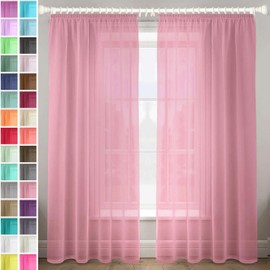 Megachest gathering tape voile curtain(Dusty Rose W 56" x L 72" (2 Panels))