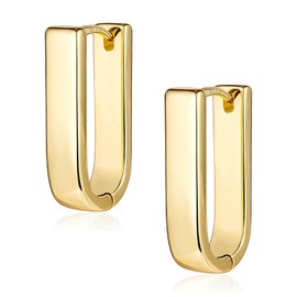 14K Gold Plated Hoop Earrings for Women Trendy Small Chunky Gold Earrings Hypoallergenic Sterling Silver Post Small Square Thick Huggie Hoops Earring for Jewelry Gift