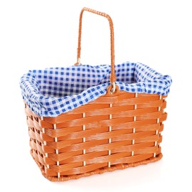 Plastic Basket With Blue Gingham Cloth and Handle Perfect for School Book Week Fairytale Character + World Book Day Fancy Dress Costume Accessory