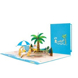 AUSWAY Happy Birthday Card Anniversary Thank You Greeting Card 3D Pop Up Summer Beach Vacation Popup Card for Mom Dad Husband Wife Grandma Grandpa (QYAY8)