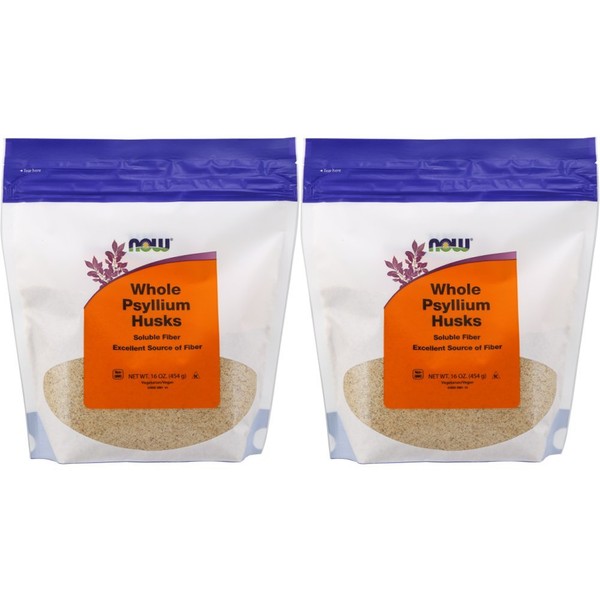 NOW Foods Psyllium Husks Whole, 16 Oz (Pack of 2)