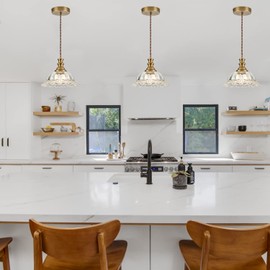 HDDFL Glass Pendant Lights Modern Pendant Lighting Fixtures Hanging Lamp Brushed Finish Hanging Light Fixture for Kitchen Island Bedroom Dining Room Coffee Shop Hallway Hotel Living Room