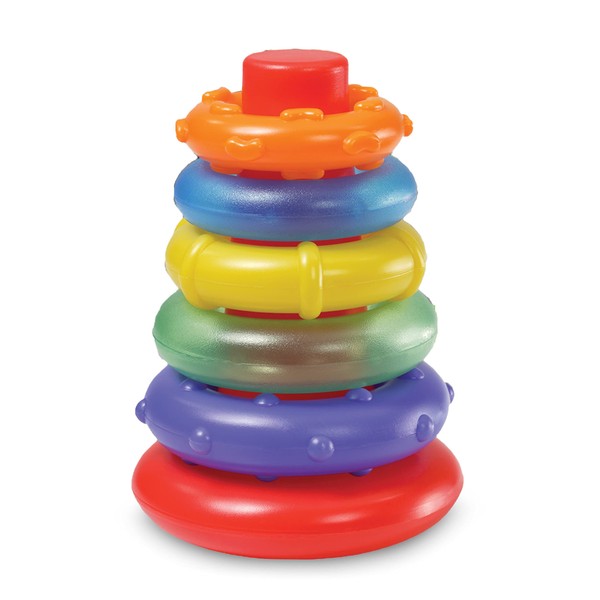 Infantino Rock 'n Rings, 6 Piece Baby Toy Stacker for Fine Motor and Hand-Eye Coordination, Multicolor, 6+ Months