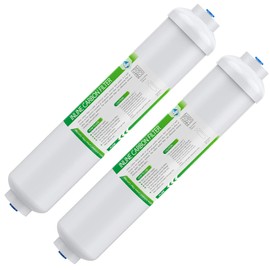 Membrane Solutions T33 Inline Water Filter, 1/4" Quick-Connect Filter Replacement Cartridge In-line Filter for Refrigerator & Ice Maker, Post-Carbon Filter for Reverse Osmosis Water System, 2-Pack | Membrane Solutions