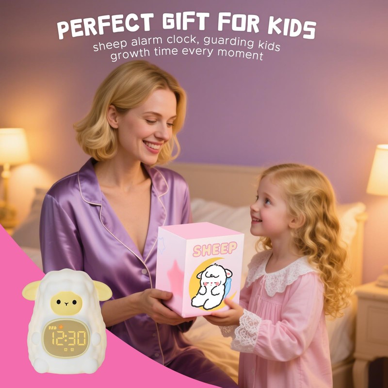 Alarm Clock Child Girl, Alarm Clock with Night Light for