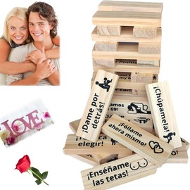 Spanish Blocks Tower Game for Adult Couples Board en español Tumbling Stacking Lovers Funny Bedroom Sports, Jenga Valentine,  Black Friday & Christmas Sale