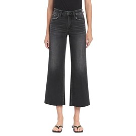Flying Monkey Women's High-Rise Raw Hem Cropped Wide Leg Jeans (30, Acerbic)