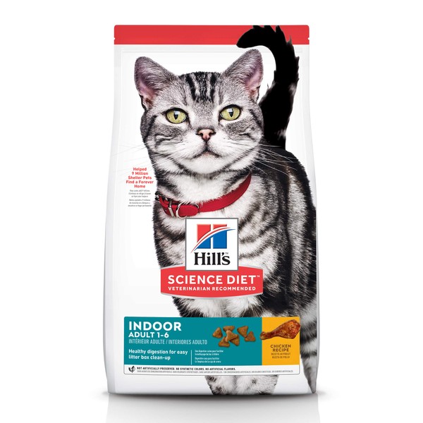 Hill's Science Diet Adult Indoor Cat Food, Chicken Recipe Dry Cat Food, 15.5 lb. Bag