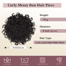 MOONSHOW Afro Puff Drawstring Ponytail Extension for Black Women Short Afro Kinky Curly Hair Bun Ponytail Extension Synthetic Hair Pieces Afro Puff Ponytail for Natural Hair