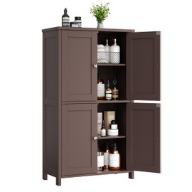 Shintenchi Bathroom Storage Cabinet with Doors and Shelves, Floor Cabinets for Washroom Furniture, Laundry Room, Organization with Adjustable Shelf, Brown