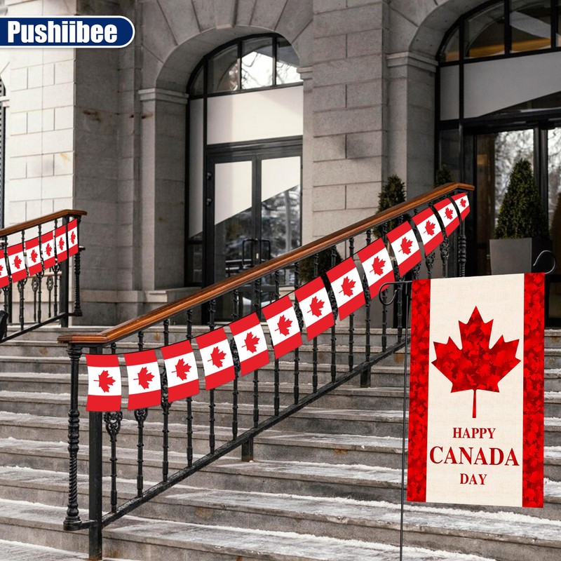 36Pcs Canada Day Flags Sets, Include Canada Garden Flag String