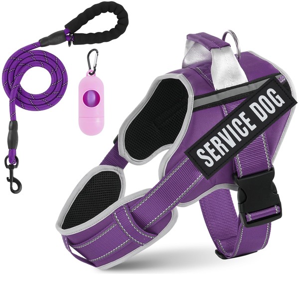Neck Padded Dog Vest Harness and Leash Set, No Pull
