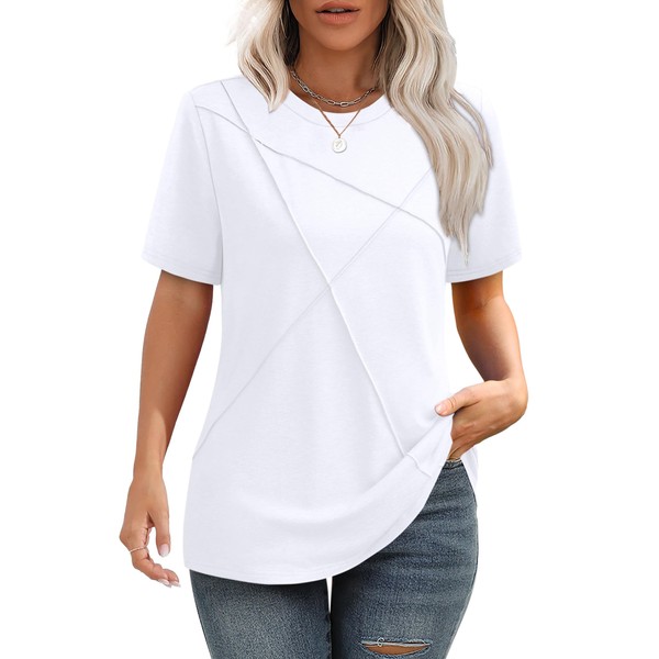 XIEERDUO Tshirts Shirts for Women Business Casual White Tops Summer