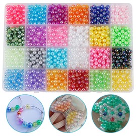 Huisipool 1200PCS 6mm Pearl Beads for Crafts, 24 Colors Multicolor Pearl Beads with Hole for Jewelry Making and Crafting Bracelet Necklace Earrings