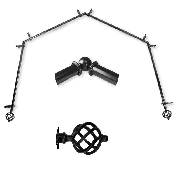 A&F Rod Décor - Spin 13/16" 4-Sided Bay Window Curtain