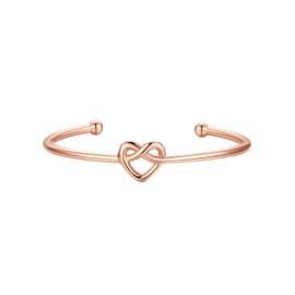 U7 Love Knot Bracelet For Women Mum Rose Gold Plated Womens Elegant Heart Bangle Valentines Bracelets Mothers Jewellery