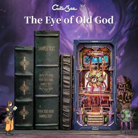 【The Eye of Old God】CUTEBEE Book Nook Kit - DIY Miniature House Kit for Adults and Teens, Dollhouse Booknook Tiny House Model Build Set Bookshelf Insert Decor, Gifts for Family, Friends science fiction - Color: The Eye of Old God