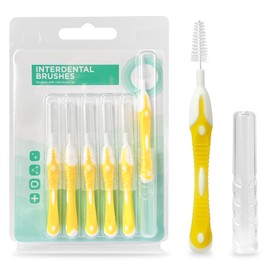 interdental brushes, Soft Dental Brush for Teeth Cleaning dental floss picks|teeth cleaning tools| interdental brushes between teeth soft bristle toothpicks for removing dental plaque (6PCS, Yellow)