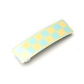 QinGoo Chessboard Barrette Acrylic Automatic Hair Clips Patent Clip Hair Jewellery Headpiece 1 Piece (8.5 cm x 2.5 cm, Yellow Green)