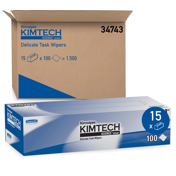 Kimtech 34743 Kimwipes Delicate Task Wipers, 3-Ply, 11 4/5 x 11 4/5, 119 per Box (Case of 15 Boxes)