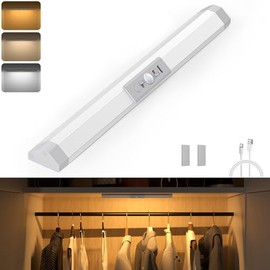 WOBANE WOBANE Kleiderschrank Licht mit Bewegungsmelder,3 Farben 2700K bis 6000K,Dimmbare LED Nachtlicht,USB Aufladbar LED Lichtleiste fr Bett,Speisekammer,Augenschutz Design,1 Stck