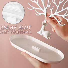 KASESSS Jewellery Tree Stand, Necklace Holder Fawn Base, White Jewellery Stand, Necklace Display Stand with Pallet, Necklace Tree for Home, Hanging Display Stand for Ring Earrings, Necklace, Bracelet