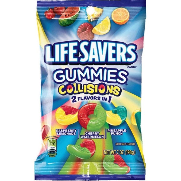 Gummi Savers Lifesavers Gummies Collisions Assorted Flavors, 7 oz