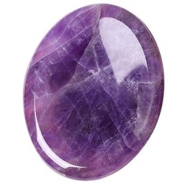 GUJOXILA Amethyst Worry Stones Crystals Stones Thumb Gemstones Healing Stones Crystal Worry Stone Polished Oval Palm Stone Spiritual Meditation Stress Relief