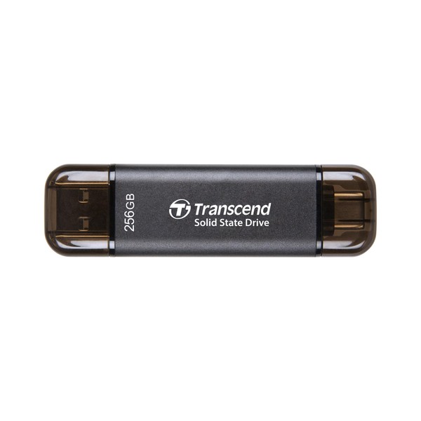Transcend TS256GESD310C Portable SSD, 256 GB, High Speed, Up to 1050 MB/s, Ultra Small, Lightweight 0.4 oz (11 g), Supports Both Type-A/Type-C PS4/PS5, Tested to Operate, USB 10Gbps