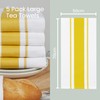 100% Cotton Tea Towel - Mustard Stripe Pattern, Pack of