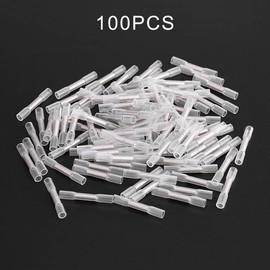100pcs 26-24AWG Insulated Waterproof -Resistant Heat Shrink Butt Wire Electrical Crimp Terminal Connector Kit for Automotive, Marine ​