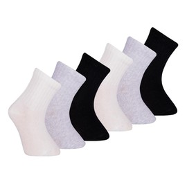 Petit Minou Bella Seamless-Toe Turkish Cotton Ribbed Crew Socks - Stylish and Cozy 6-Pack Baby & Toddler Socks, Neutral, 4-5T