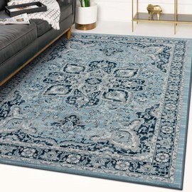 LUXE WEAVERS Olimpia Collection 5940 Blue 8x10 Oriental Floral Area Rug