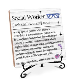 Appreciation Gifts for Social Worker, Social Worker Gifts for Women Men, Social Worker Wooden Sign with Stand, Office Home Bedroom Decor, Best Social Worker Gifts