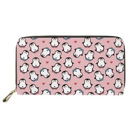 Mumeson Cute Penguin Wallet Purse Zipper Closure Tote Bag Leather Coin Purse Credit Card Bag with Strap