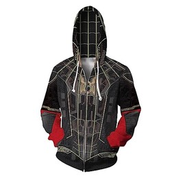 Wsysnl Cos Spider Gwen Superhero 3D Style Zipper Hooded Sweatshirt/Unisex Adult/X-Small