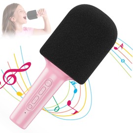 HPSWUW Wireless Bluetooth Karaoke Microphone, 5-in-1 Portable Wireless Karaoke Handheld Mic with Built-in Stereo Speaker/4 Voice-Changing Effect, Great Gifts for Kids, Girls, Boys and Adults, Pink