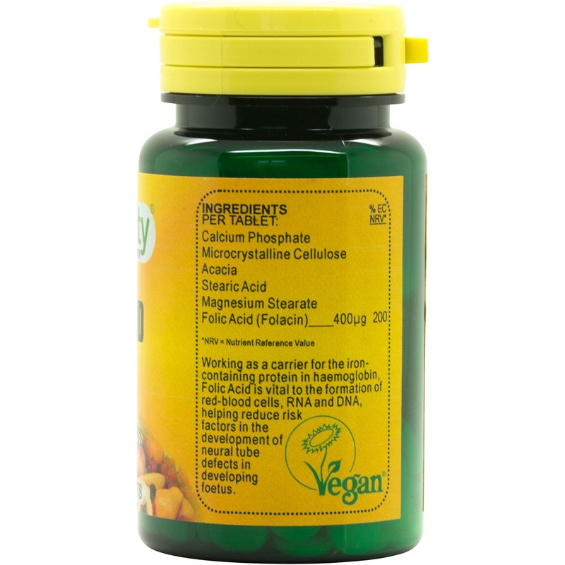Veganicity Folic Acid 400µg : B Vitamin Supplement - 90