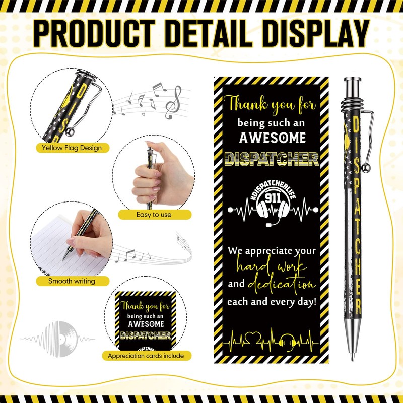 Frienda 25 Set 911 Dispatcher Gifts Ballpoint Pens with Bookmarks