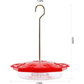 Hummingbird Feeder for Outdoors Hanging, 2 Pack, Leak-Proof, Easy to Clean and Refill, Saucer Humming Feeder for Hummer Birds, Including Hanging Hook, with 5 Feeding Ports