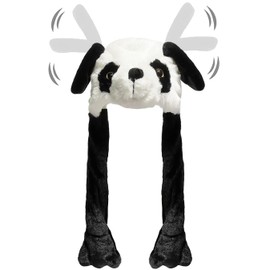 Hat with Movable Ears, Rabbit Ears Hat Plush, Rabbit Hat with Wiggle Ears, Movable Ear Rabbit Hat, Cosplay, Holiday, Christmas, Carnival Party Gift for Adults, Children (Panda)