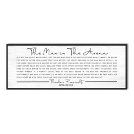 YPY Inspirational Wall Art The Man in the Arena Office Motivational Wall Decor for Men Theodore Roosevelt Quotes Framed Canvas Print 15''x40''