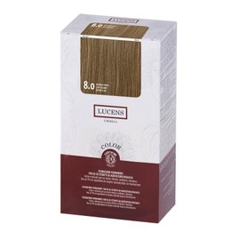 Lucens Permanent Colouration Light Blonde 8.0 - Hair Colour with High Percentage of Natural Ingredients - No Ammonia, No Fragrances, Radiant & Long-Lasting Colour