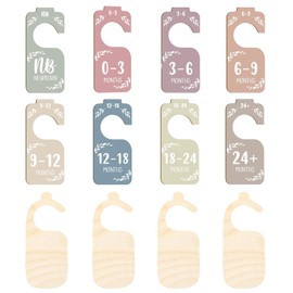 QXCFTW Wardrobe Dividers, 12-Pack Double-Sided Closet Organizers, Colorful Wooden Hanging Dividers for Clothing Size Classification, Kids & Adult Wardrobe Organization