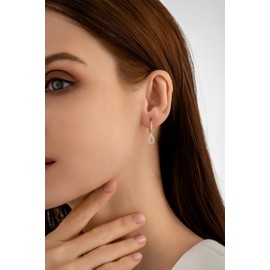 Serenity Sleepers 925 Solid Sterling Silver Sleeper Huggie Hoop Charm Earrings For Women | Waterdrop | Dainty Zirconia Earrings